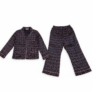 Victoria Secret Black and Pink Polka Dot Satin Pajama Set